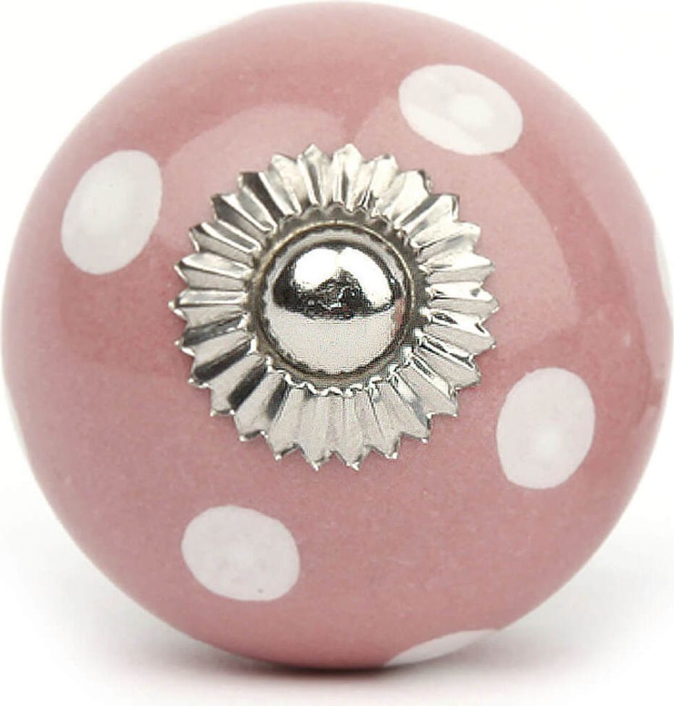 Knauf Punkte rosa/weiß