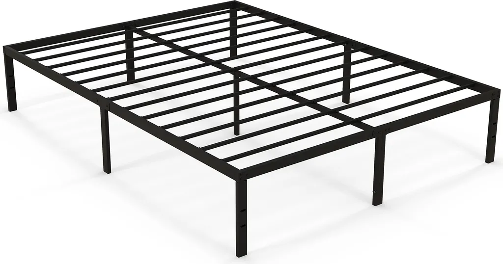 Lit 160x200 cm sans Grincement, Cadre Métallique avec Rangement Sous Lit