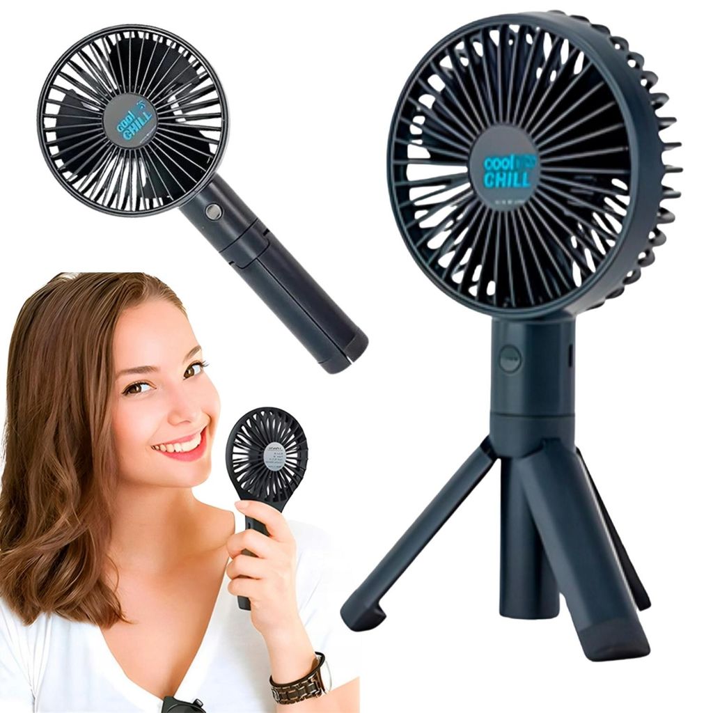 Přenosný mini ventilátor černý 5 režimů foukání USB Obrázek produktu 