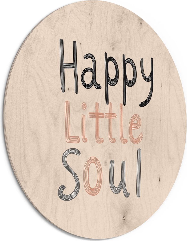 DEQORI Holzbild Ø 50 cm 'Glückliche Kinderseele' Bild auf Holz Wandbild Kunstdruck