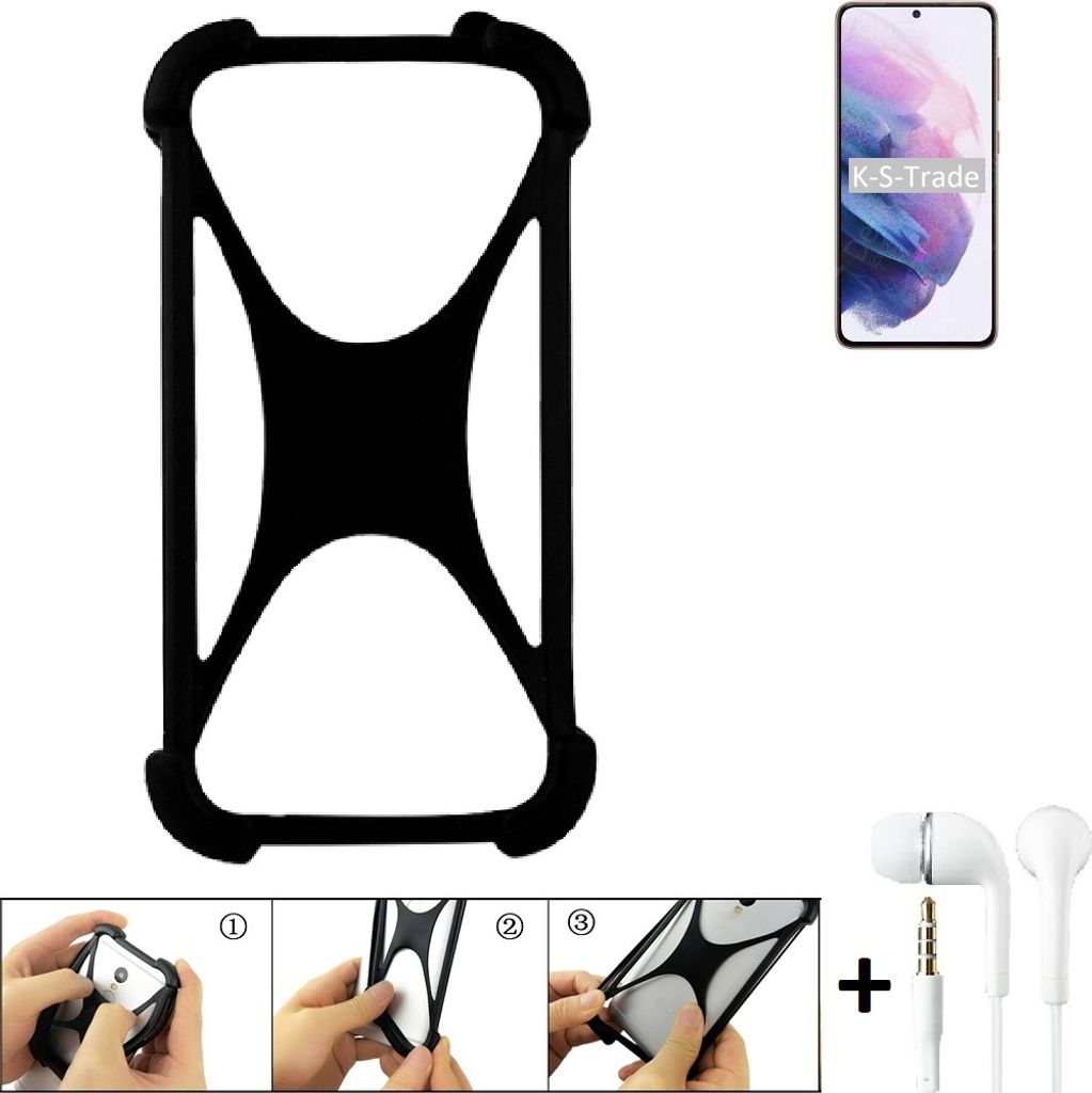 K-S-Trade Handy-Hülle + headphones kompatibel mit Samsung Galaxy M02s Schutz-Hülle Bumper Silikon Cover Case Silikoncase Silikonbumper TPU Softcase
