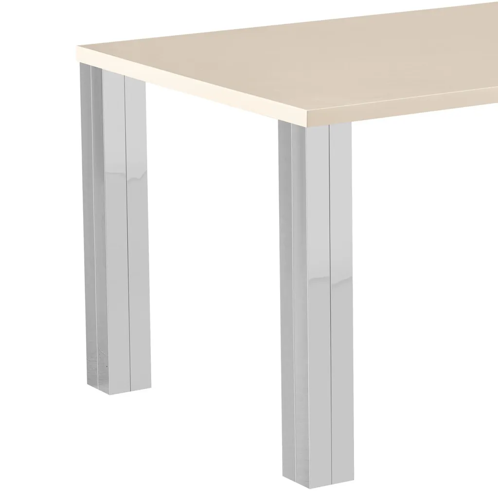 Table beige Casa Dolce DONATO avec structure chromée robuste charge 130 kg