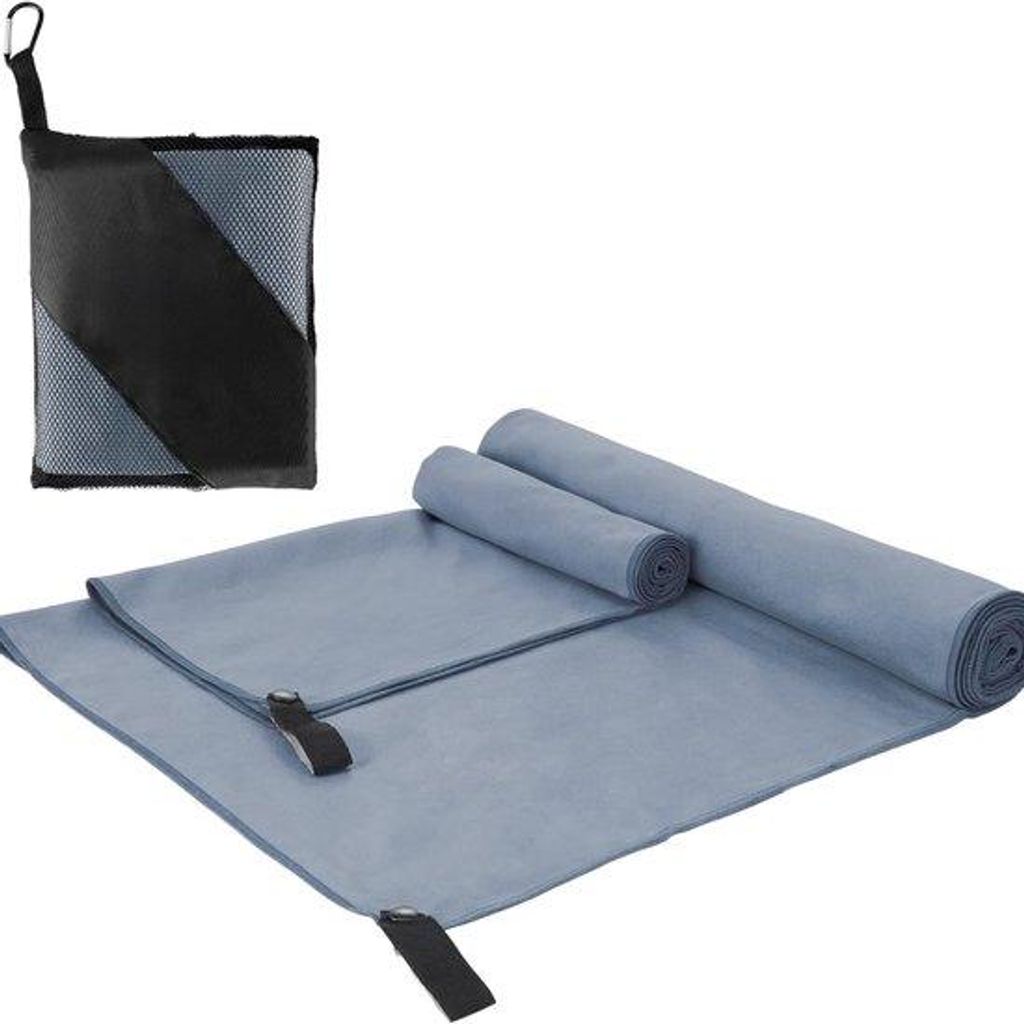 Famanu Mikrofaser-Handtuchset (180 x 80 cm großes Badetuch + 80 x 40 cm kleines Handtuch) - schnell trocknendes Reisehandtuch - Sporthandtuch -