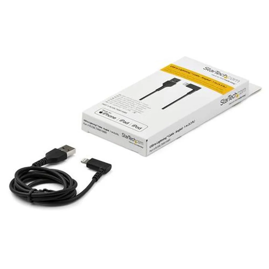 Câble de charge iPhone et iPad USB-A vers Lightning 1m coudé noir MFi - 5