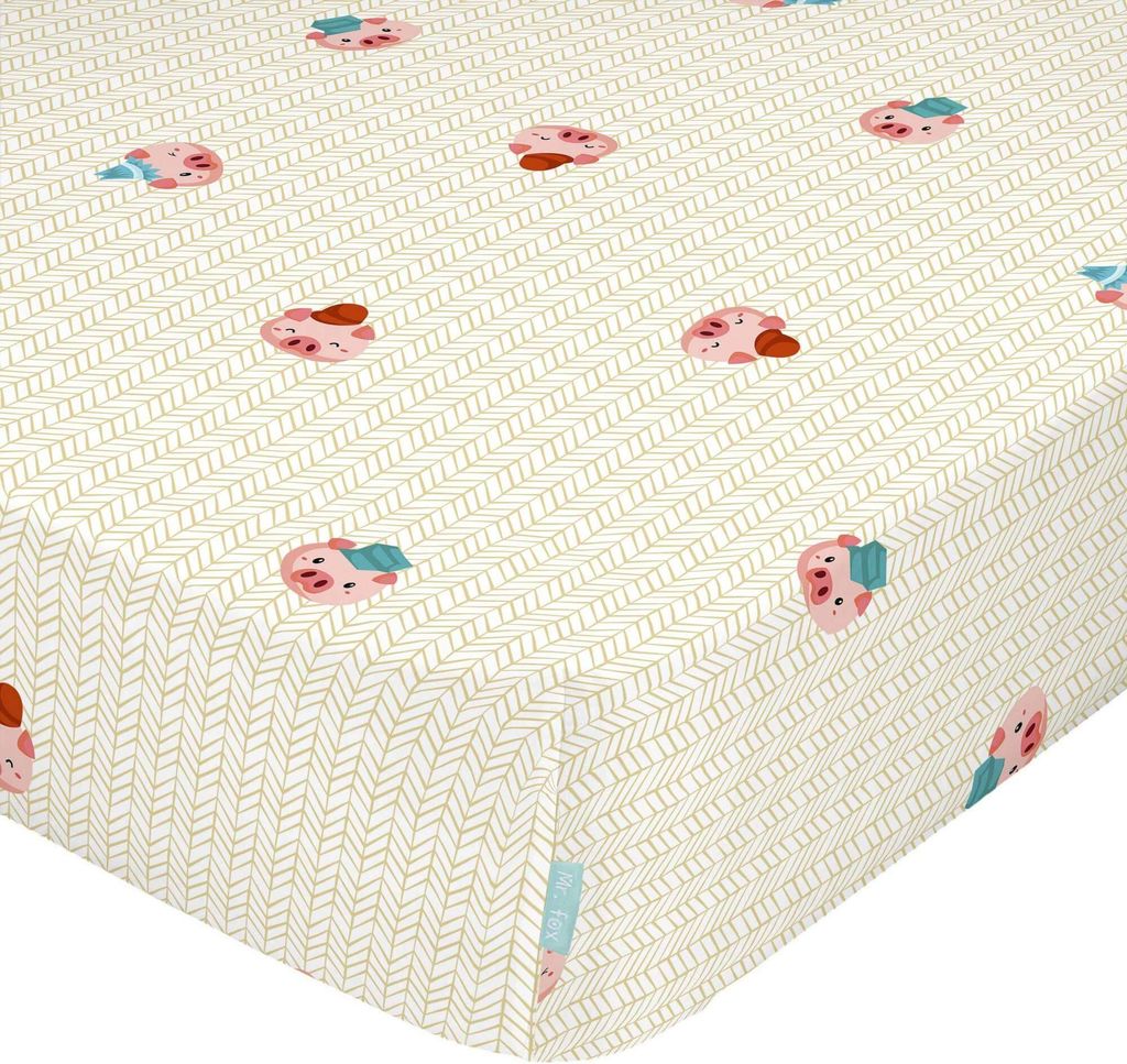 Piggys Spannbettlaken kinderbett 60x120x14 cm (Kinderbett) 100% Baumwolle Hergestellt in Europa
