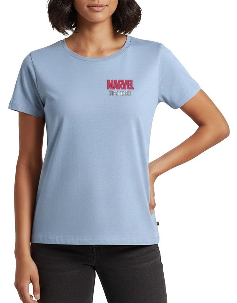 Spreadshirt Avengers Marvel Superhelden Chest- Und Backprint Frauen Premium T-Shirt, 3XL, Hellblau