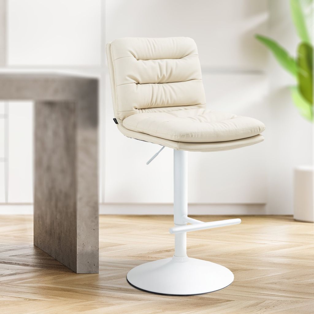 Barhocker HLO-CP246 Kunstleder weiß creme