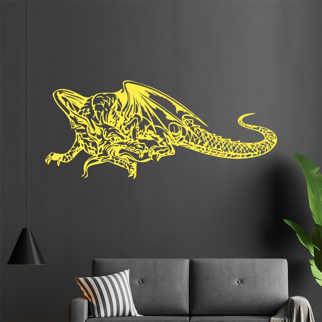 KIWISTAR Drache Wesen Flugdrache Mittelalter Wandtattoo in 6 Größen - Wandaufkleber Wall Sticker - Dekoration, Küche, Wohnzimmer, Schlafzimmer, ...