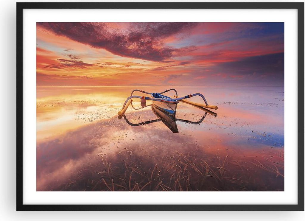 Gerahmtes Poster - Schwarzer Rahmen - £ódŸ Westen Die Sonne - 70x50 cm - Wand Bild - Wanddeko - Wandbilder - Kunstposter - Wandposter - Bilderra...