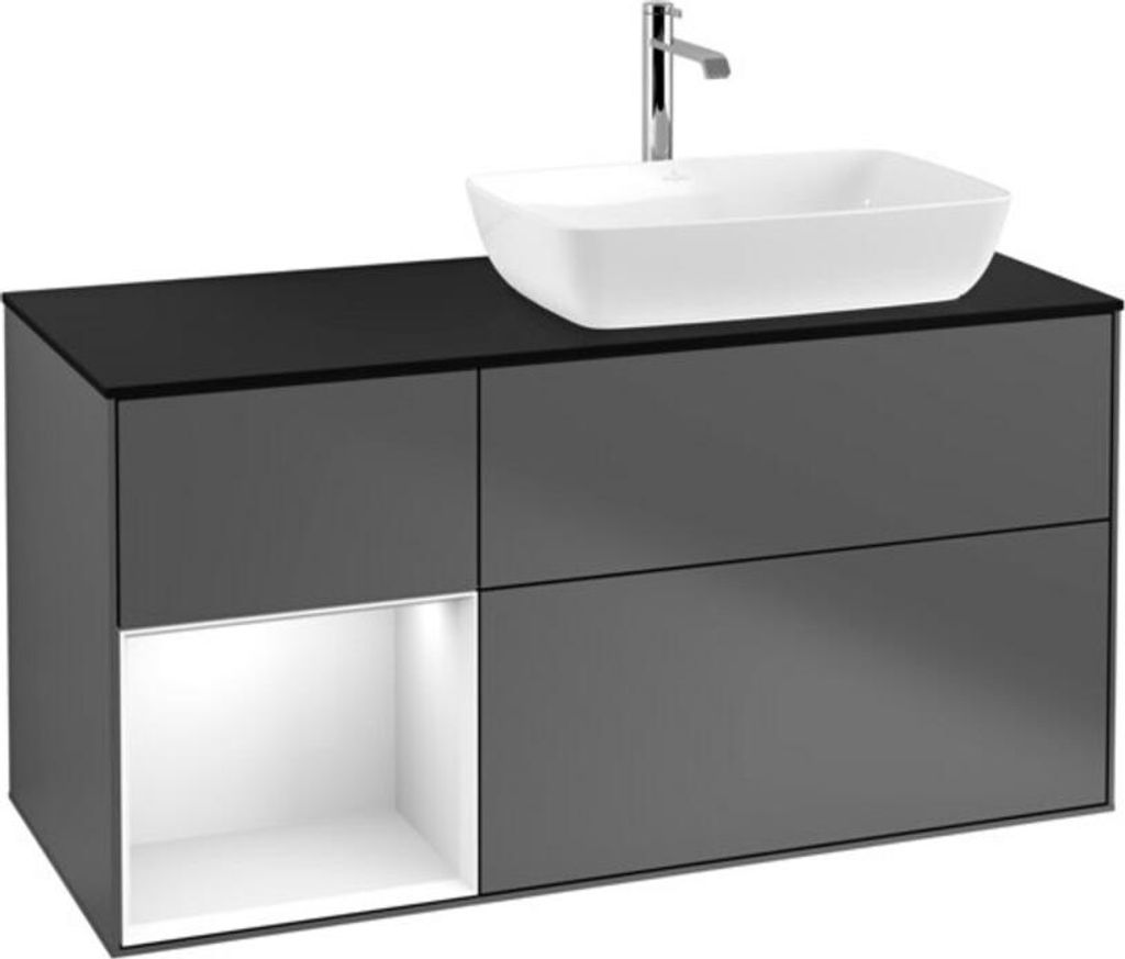 V&B Waschtischunterschrank Wandbeleuchtung Finion 120cm, Pl b m, Rg g wh. Lac, Anthrac. m