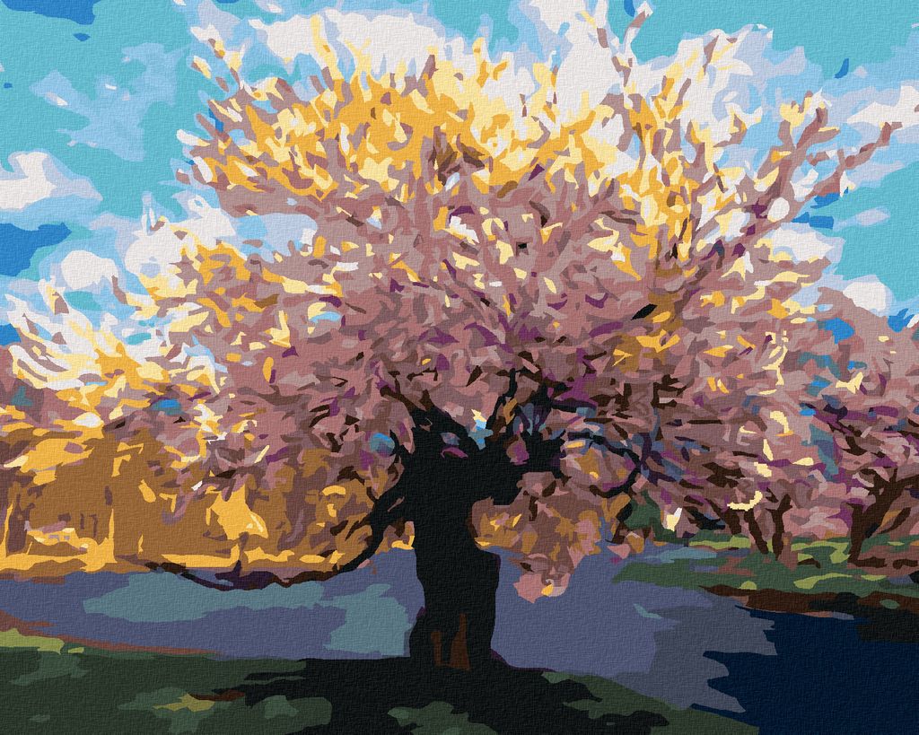 Zuty - Malen nach Zahlen - SAKURA AN EINEM BACH, 40x50 cm, ohne Keilrahmen