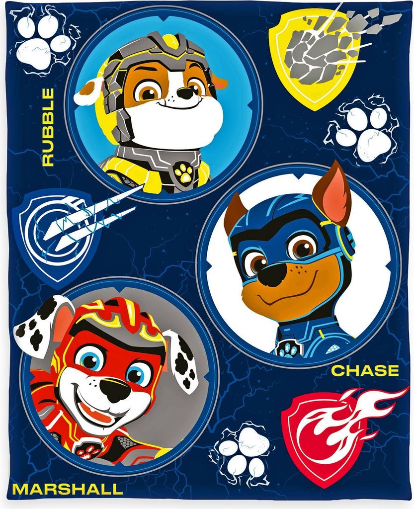 Herding Fleece-Decke Paw Patrol, 130 x 160 cm, Dekorative Kinder-Kuscheldecke mit buntem Motiv, flauschig, 100% Polyester, Blau