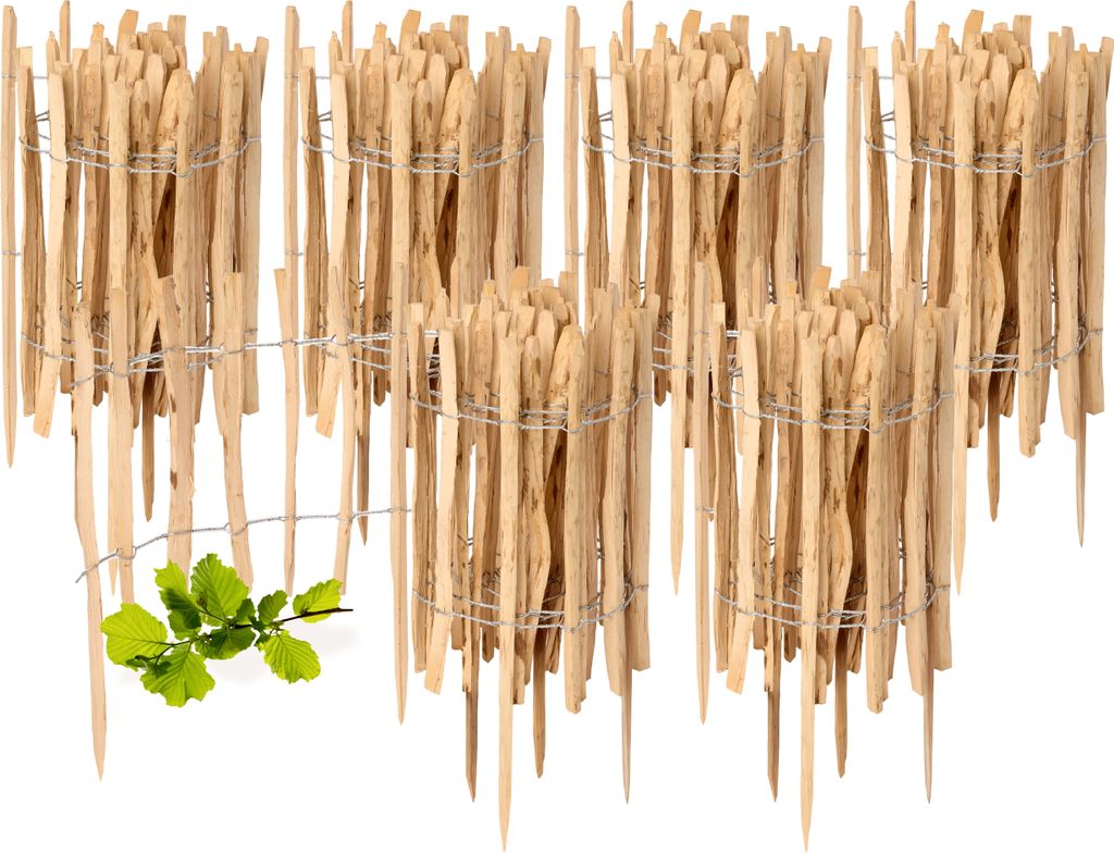 Gartenzaun zum Stecken aus Haselnüsse Zaun Garten Staketenzaun Beeteinfassung Holz GD-0156 (6 Stück, 60 cm x 500 cm)
