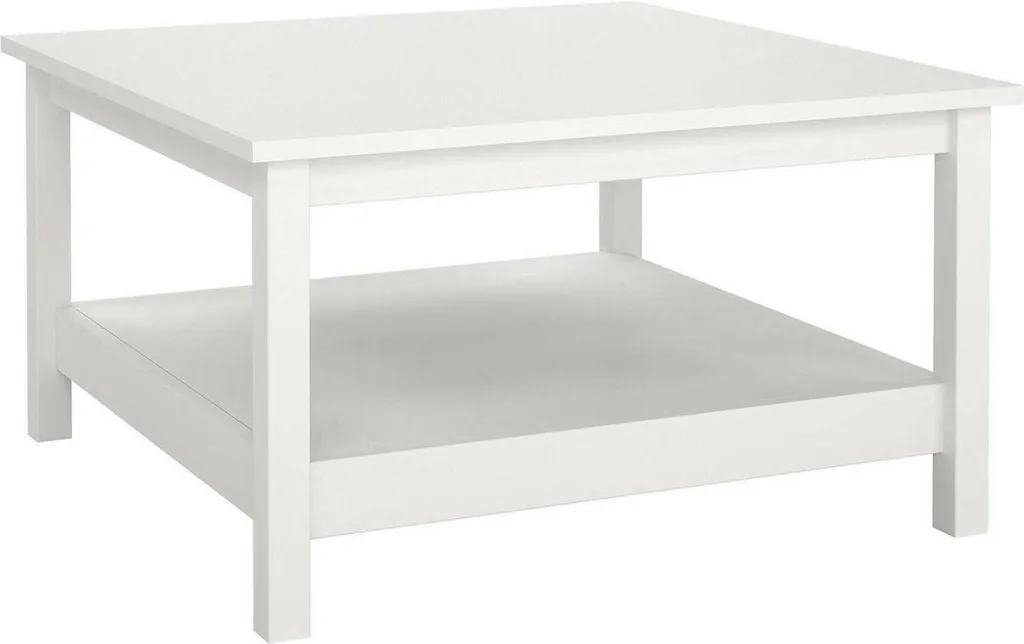 Table Basse Casato 81x81x45 cm Blanche avec Porte-revues Intégré