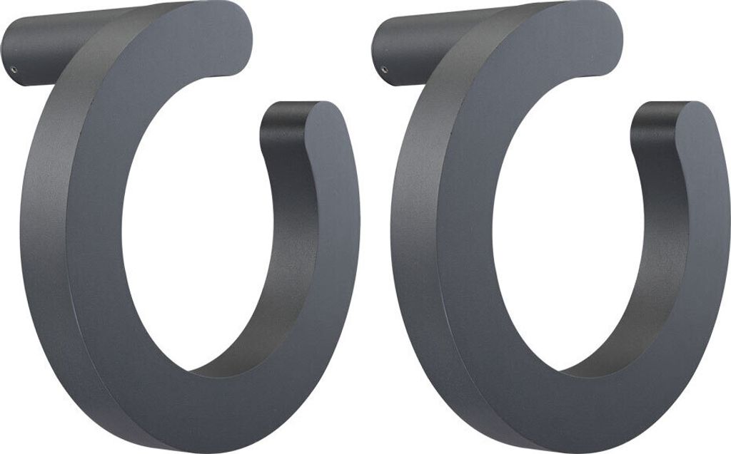 2x LED Wandleuchte, Aluminium, grau 30 cm