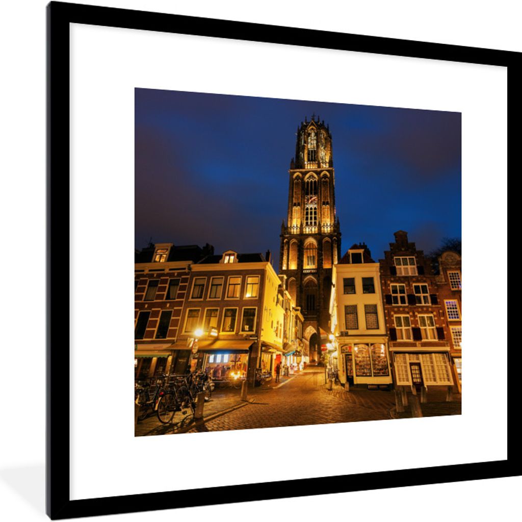 MuchoWow Gerahmtes Poster Nacht - Domturm - Utrecht 40x40 cm - Poster mit Schwarzem Bilderrahmen Wandposter Rahmen Foto Bilder - Poster - Plakat ...