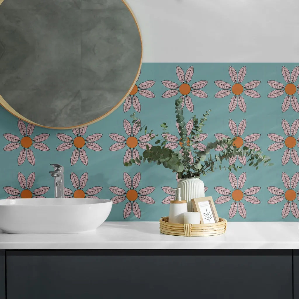 Smart Decor: Piastrelle Adesive 20x20 Fiore Sole - Pannelli PVC - 3