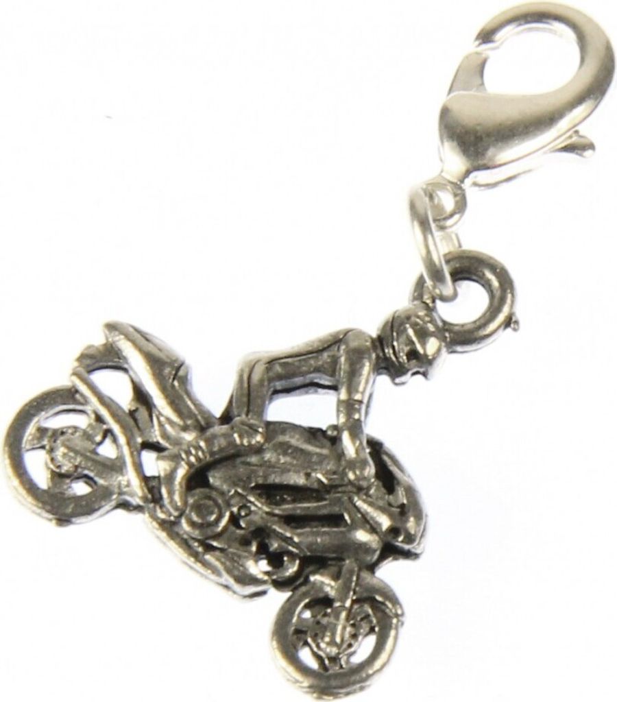 Motorradfahrer Charm Motorrad Anhänger Bettelarmband Bike Miniblings Biker silb