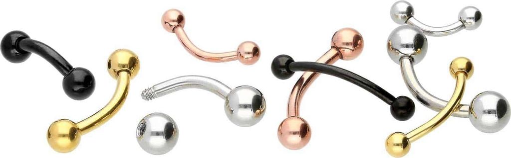 Bauchnabel-Piercing, Rook Piercing Chirurgenstahl Banane Silber Stablänge: 9mm + Stabstärke: 1,6mm + Kugelgröße: 4mm