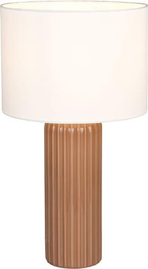 Tischlampe, Keramik Mokka, Textil Beige, H 51 cm