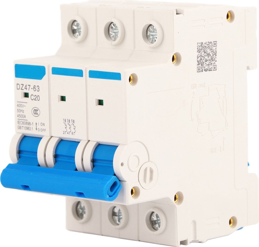 AC 400V 6/10/16/20A 3-poliger Leitungsschutzschalter MCB Sicherheitstrenner DZ47?63 (20A)