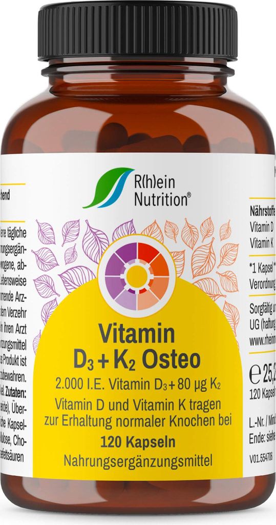 Vitamin D3+K2 Osteo 2,000 IE Vitamin D3+80 ug K2, 120 St Produktbild 