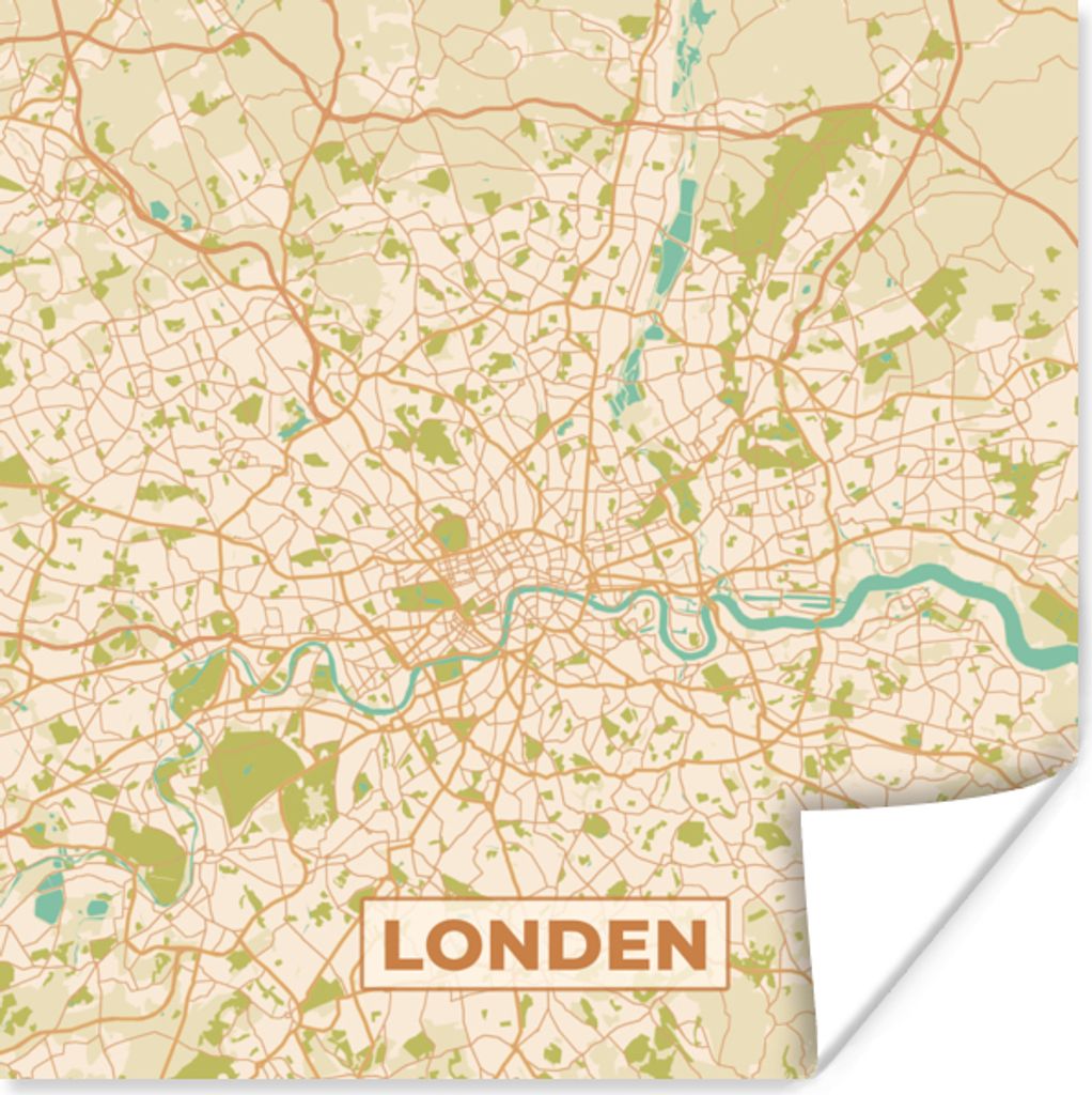 MuchoWow Poster London - Stadtplan - Vintage - Karte 30x30 cm - Wandposter - Printing