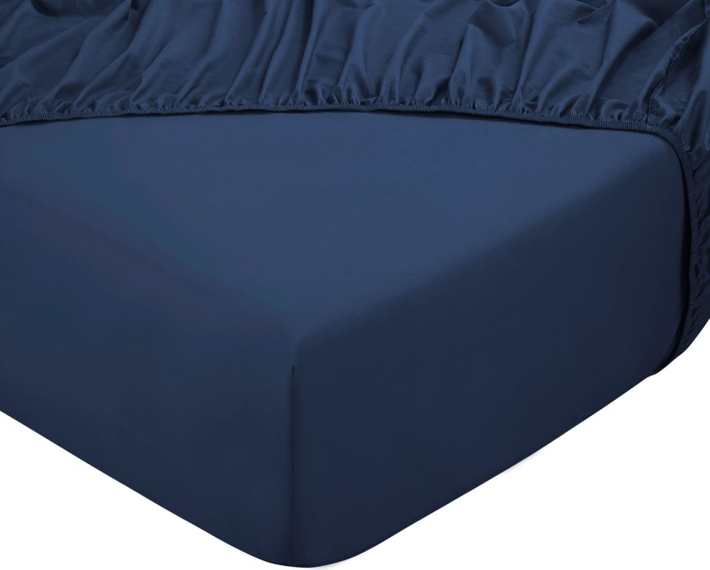 PHLOX Spannbettlaken 90x200 cm - 100% Baumwolle Satin - Fadendichte 300 - 28 cm Steg - Spannbetttuch - Blau