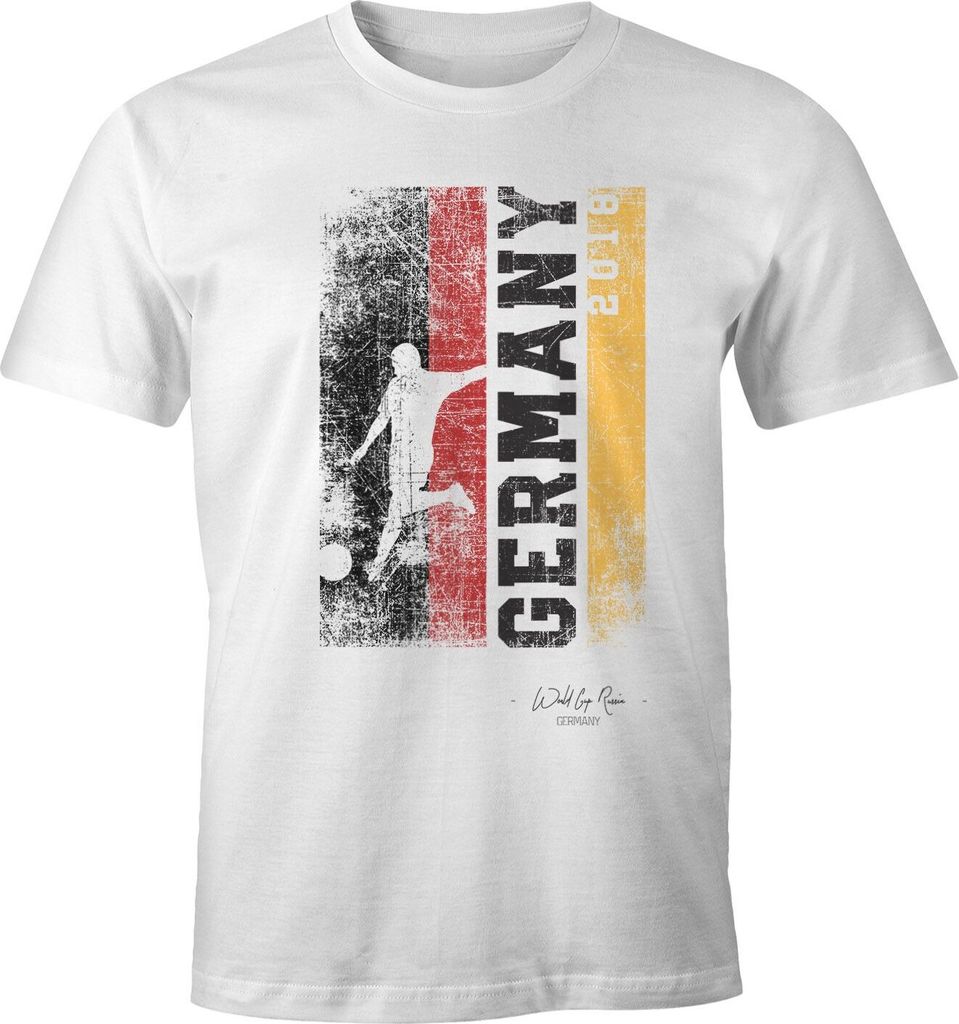 Herren Fan-Shirt Deutschland Flagge Vintage WM 2018 Fußball Weltmeisterschaft Trikot Moonworks weiß S