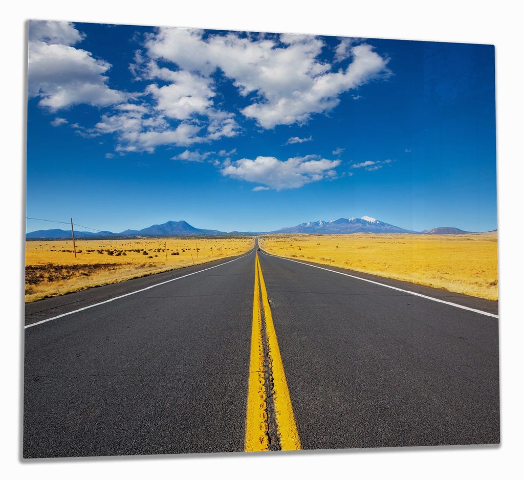 Wallario Herdabdeckplatte aus Glas, Größe 60 x 52 cm 1-teilig, Motiv Route 89 in Arizona - Am Ende der Horizont