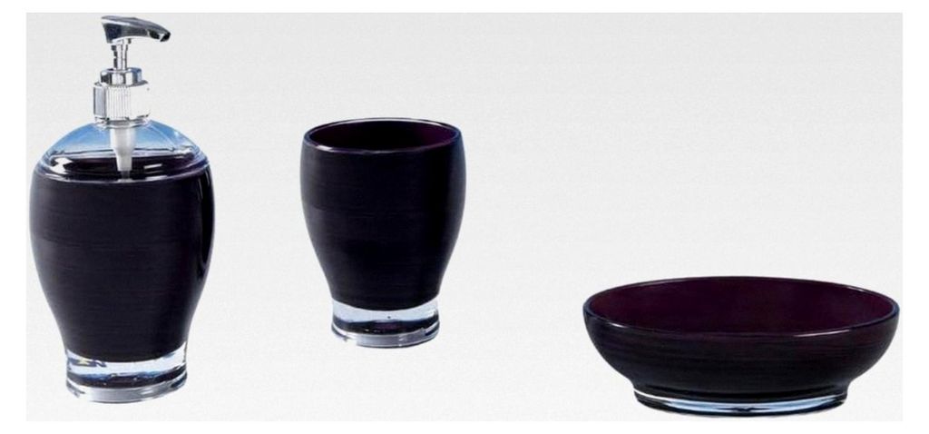 Bad-Accessoires-Set 3-teilig Leonie lila WC-Seifenspender Mundspülbecher Seifenschale