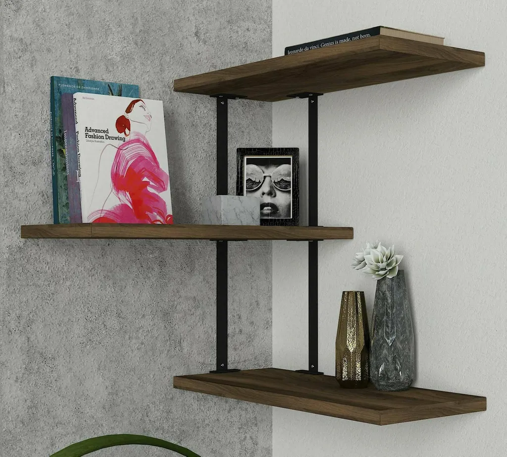Étagère Compacte 3 Tablettes Noyer Marron Ékeka Design Moderne - 2
