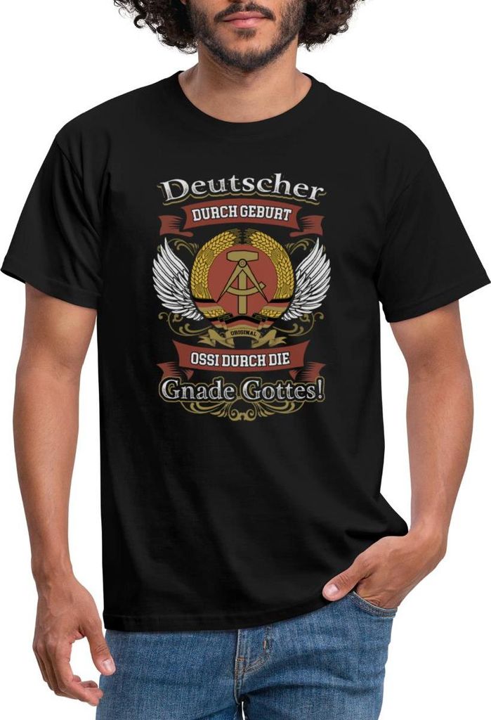 Spreadshirt Deutscher Durch Geburt Ossi Durch Männer T-Shirt, XXL, Schwarz