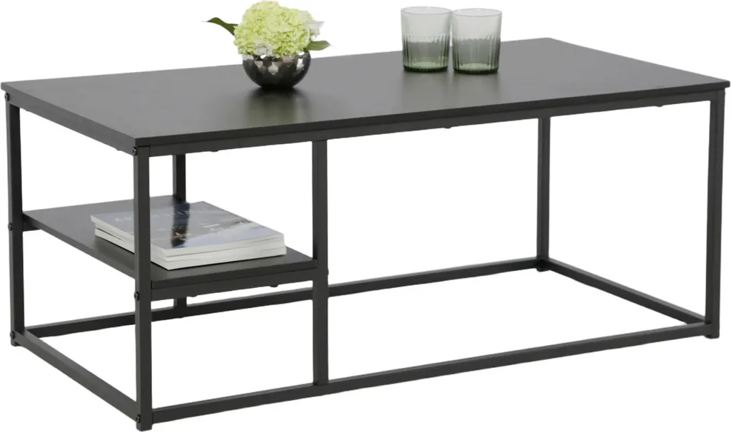Table basse gain de place avec tablette robuste noire 102x52x42 cm - 9