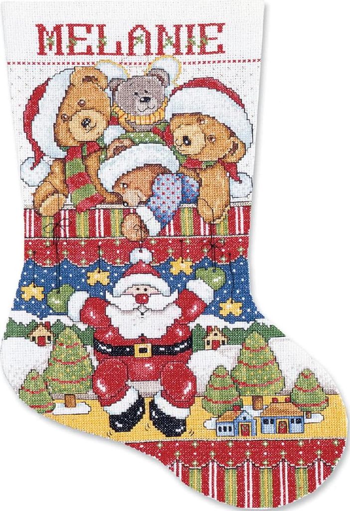 Design Works Kreuzstich-Set „Stocking Santa Puppet“, 43 x 30 cm
