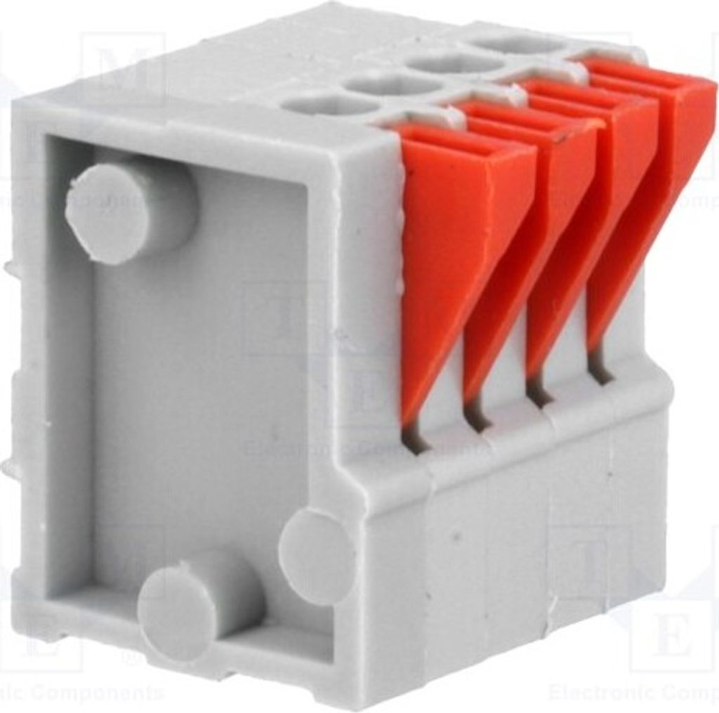 1x Klemmleiste für 2,54mm mit 90°-Winkel Wege: 4 AC141R-04P-2.54-GRAY Klemmleiste