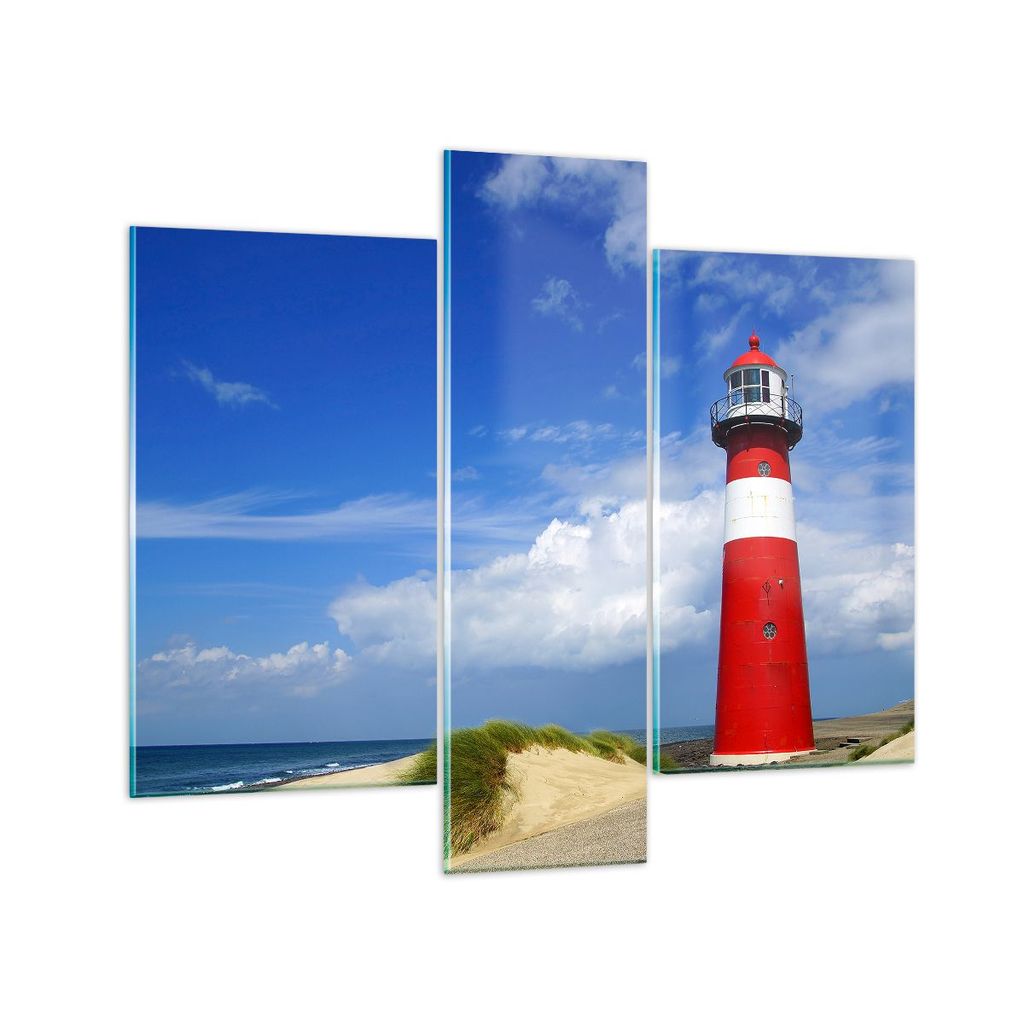 Bilder auf glas - Turm Leuchtturm Ozean Ufer - 95x80cm - Glasbilder - Wandbilder - Kunstdruck - zum Aufhängen bereit - Wanddekoration aus Glas - G...