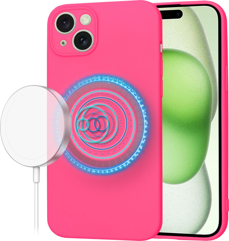 Techsuit Soft Flex Silikon Back Cover Hülle mit MagSafe für Apple iPhone 15 Plus - Knallrosa