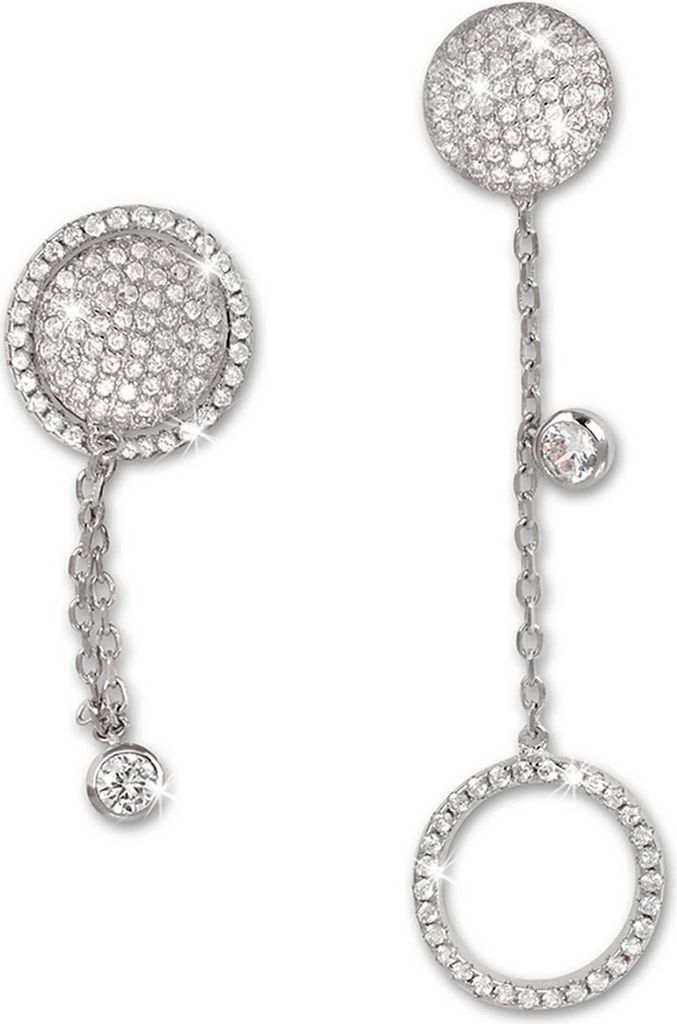 SilberDream Ohrringe Kreis Doppelohrring Zirkonia weiß Ohrhänger Silber D2GSO431W