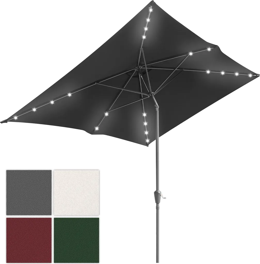 Ombrellone Bettizia 1.4x2.1m LED: Parasole da Balcone Inclinabile Grigio - 1