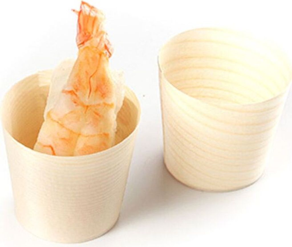Mini Becher aus Holz, rund, Ø 45 x 45 mm, 100 Stück