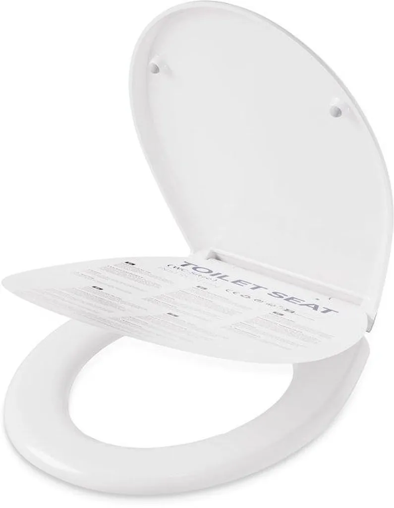 Siège de WC ovale blanc pour cuvette standard, fixation rapide stable