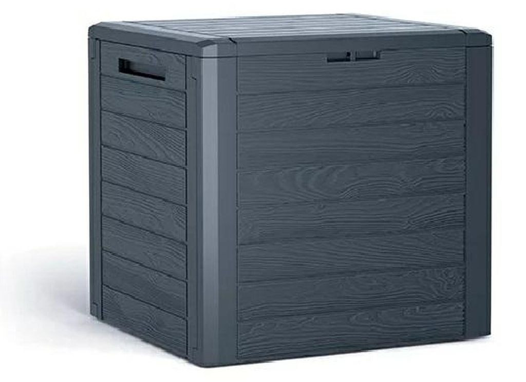 Gartentruhe PROSPERPLAST Woodebox 140L Anthrazit Kunststoff 58,5x46x55 cm