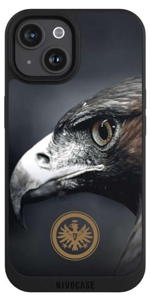 NIVOCASE Handyhülle für Apple iPhone 15 Hülle NIVOpure Case Schwarz Adler Eintracht Frankfurt Offizielles Lizenzprodukt