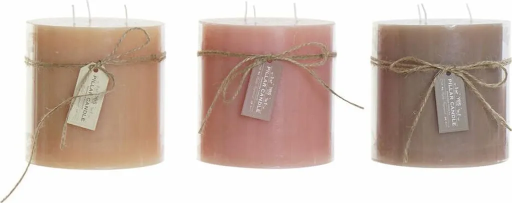 Bougies Carrées Anti-Coulures 12 cm DKD Home Decor Lot de 3 Intérieur