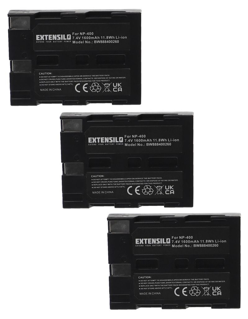 EXTENSILO 3x Akku Ersatz für Sigma BP-21 für Kamera (1600 mAh, 7,4 V, Li-Ion)