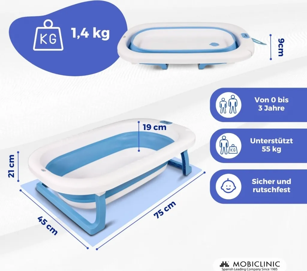 Baignoire Bébé Antidérapante et Pliable Mobiclinic Bubba Nomade