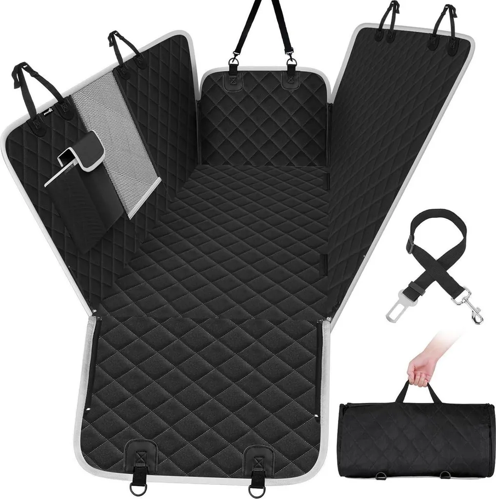Coprisedile Auto per Cani con Finestra Visiva: Nero, 146x136 cm