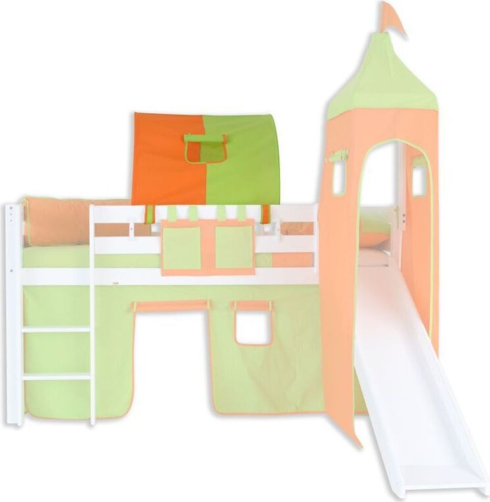 1er Tunnel zu Hoch- und Etagenbetten - Farbe:Grün/Orange