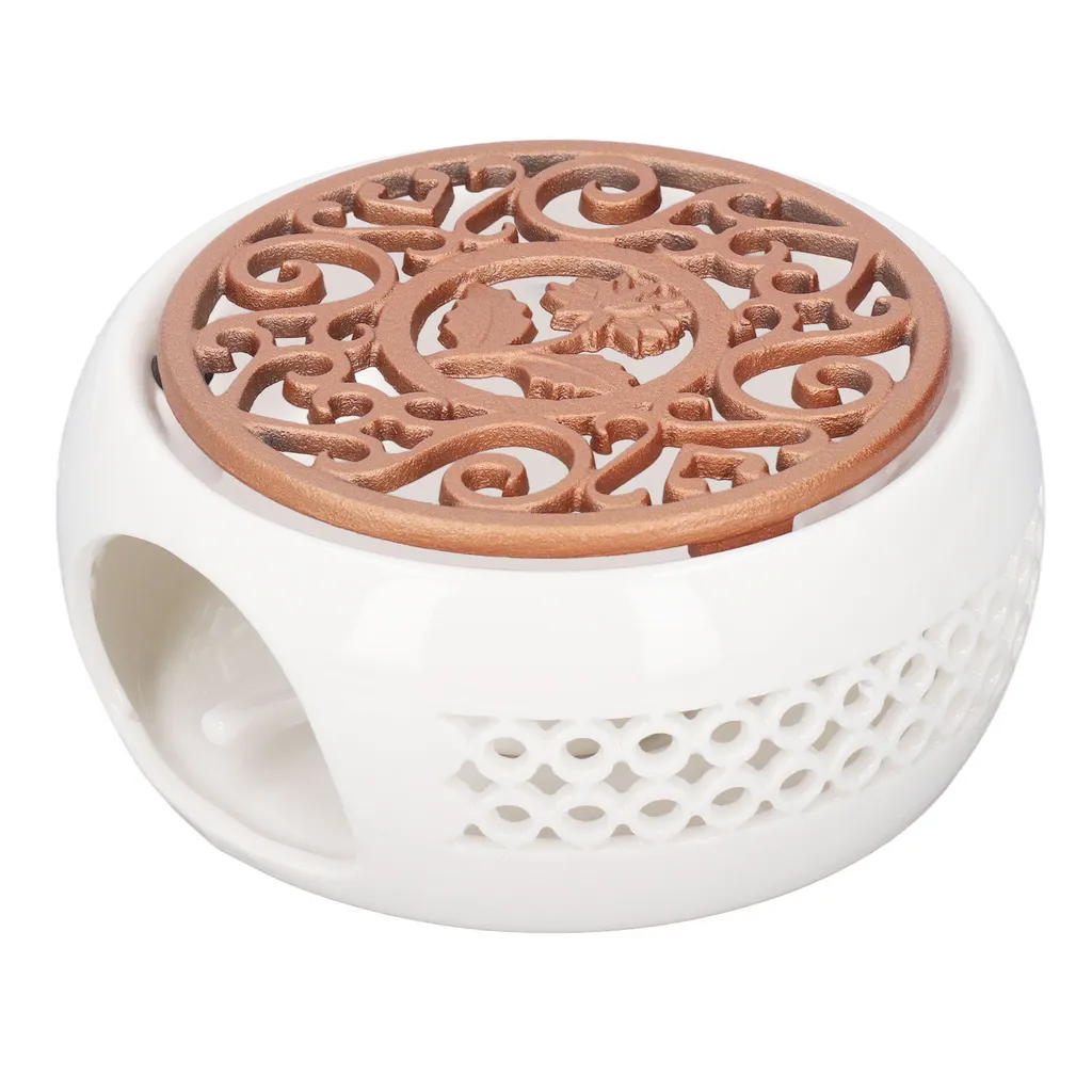 Chauffe-théière en céramique design ajouré chauffe-plat robuste - 3